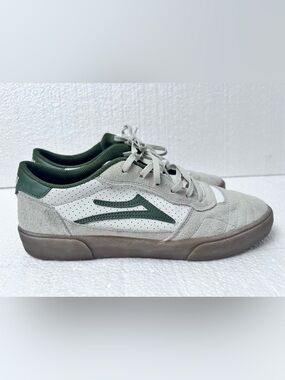 Lakai Men's Low-Top Sneakers in Light Gray and Olive skate 10
